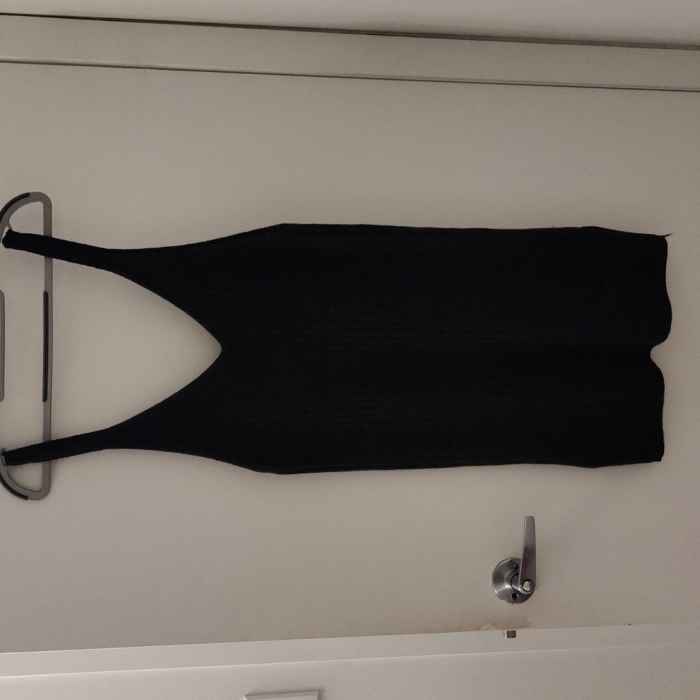 Deep V Charcoal Grey Sweater Dress, Size S